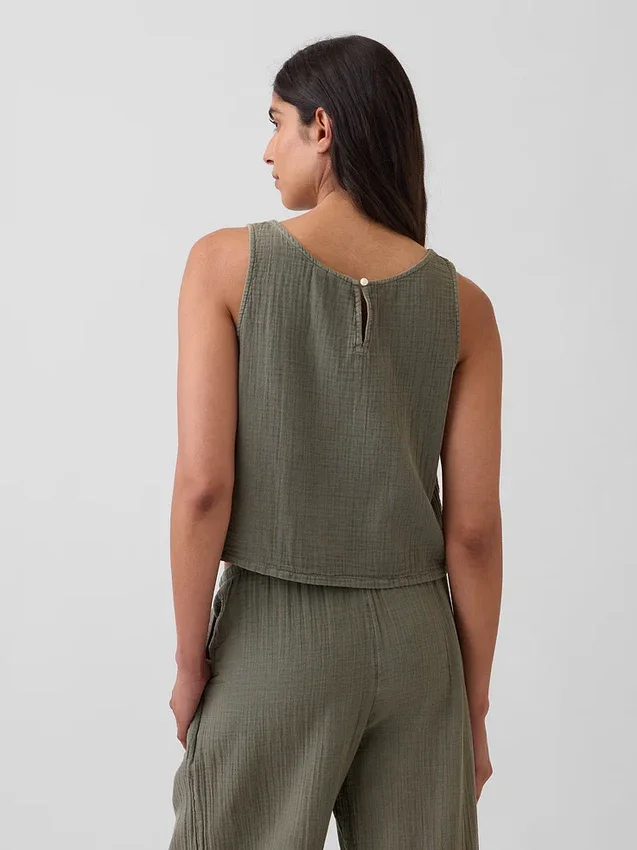 Tanktop i bomullsgasväv