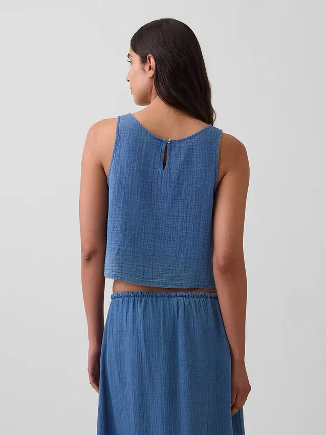 Tanktop i bomullsgasväv