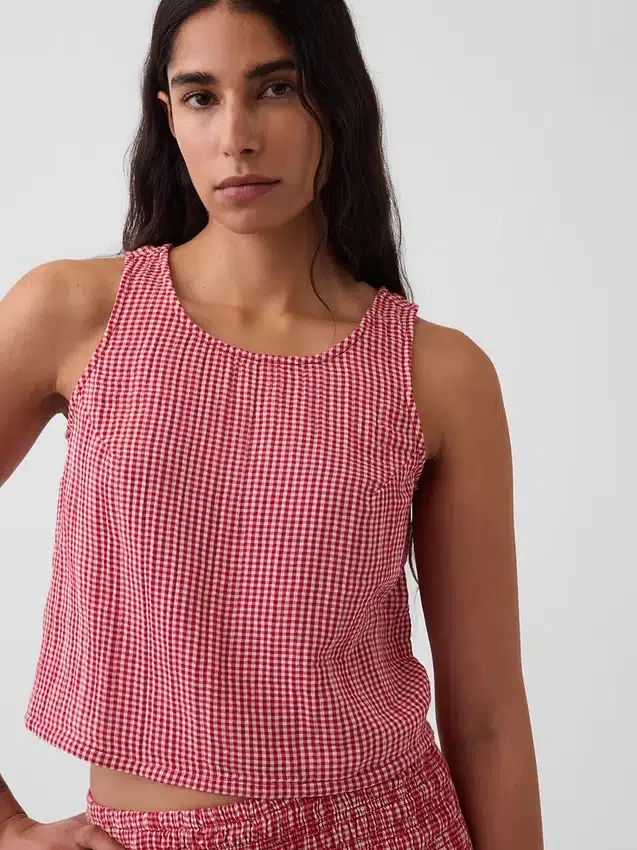 Tanktop i bomullsgasväv