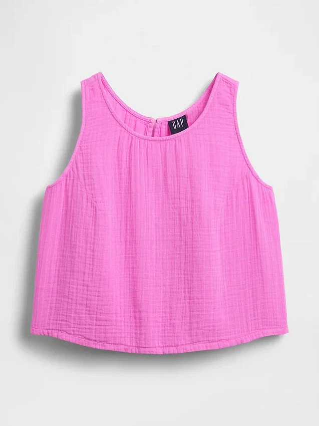 Tanktop i bomullsgasväv