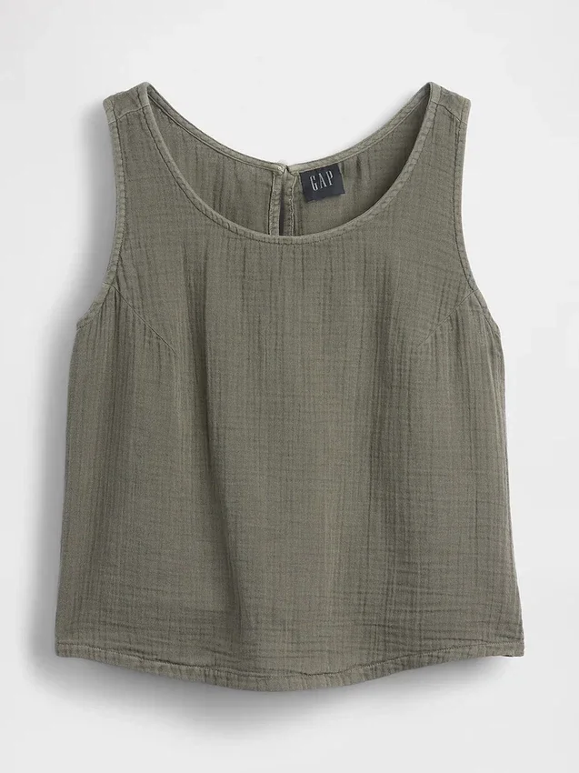 Tanktop i bomullsgasväv