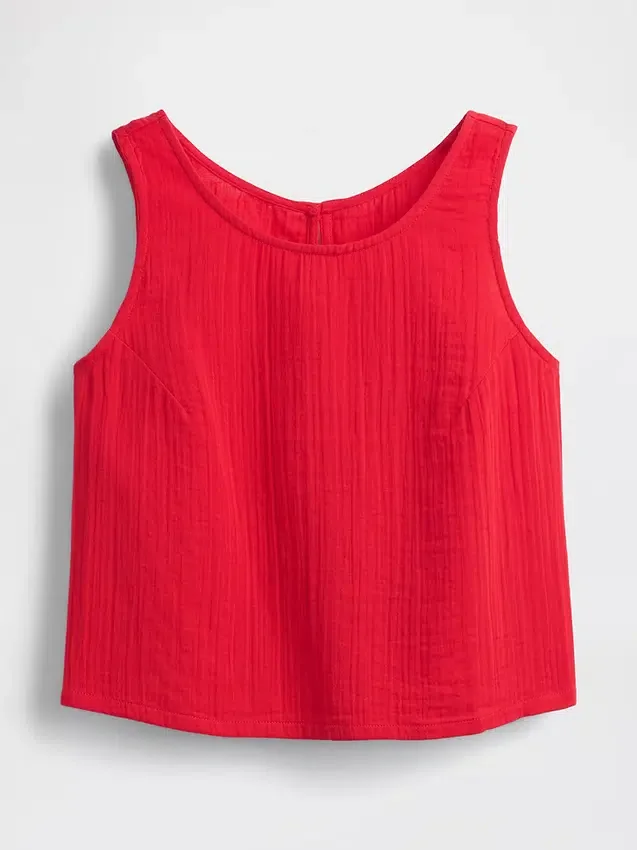 Tanktop i bomullsgasväv