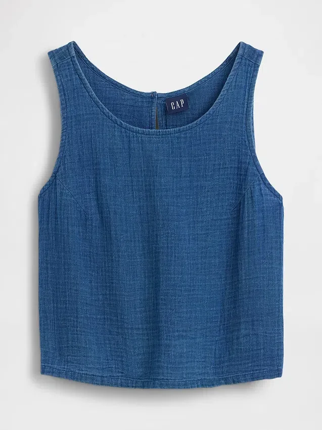 Tanktop i bomullsgasväv