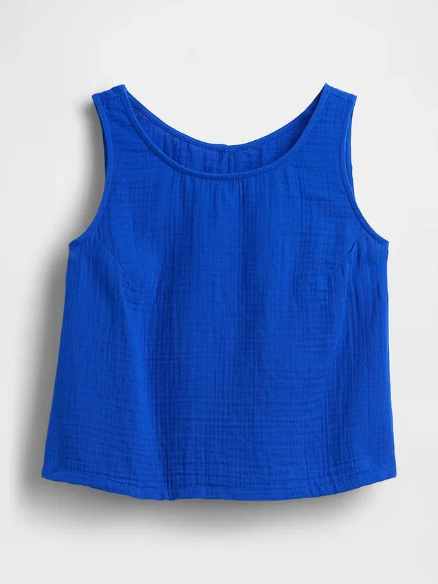 Tanktop i bomullsgasväv