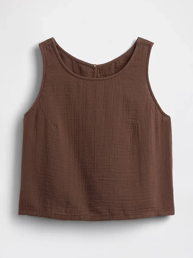 Tanktop i bomullsgasväv