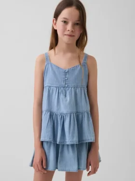 Tanktop i denim med lager-på-lager-design för barn