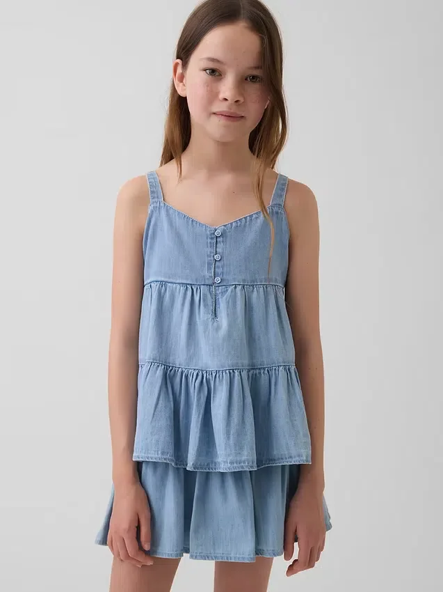 Tanktop i denim med lager-på-lager-design för barn
