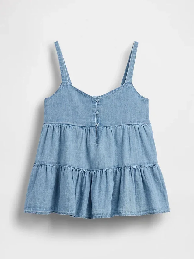 Tanktop i denim med lager-på-lager-design för barn