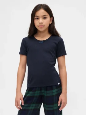 Återvunnen pyjamas-T-shirt med pointellemönster för barn
