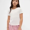 Återvunnen pyjamas-T-shirt med pointellemönster för barn