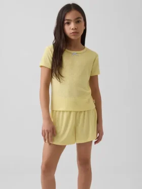 Återvunnen pyjamas-T-shirt med pointellemönster för barn