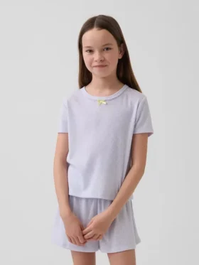 Återvunnen pyjamas-T-shirt med pointellemönster för barn