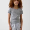 Återvunnen pyjamas-T-shirt med pointellemönster för barn