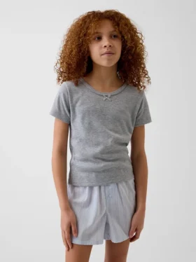 Återvunnen pyjamas-T-shirt med pointellemönster för barn