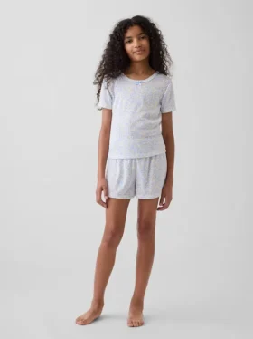 Återvunnen pyjamas-T-shirt med pointellemönster för barn