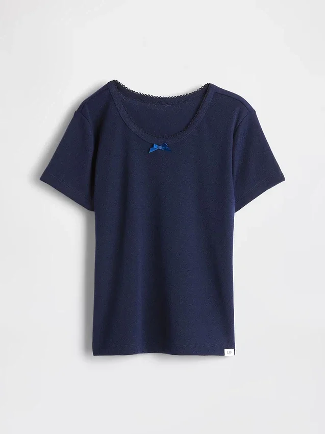 Återvunnen pyjamas-T-shirt med pointellemönster för barn