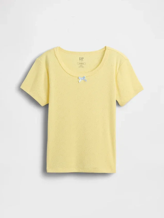 Återvunnen pyjamas-T-shirt med pointellemönster för barn