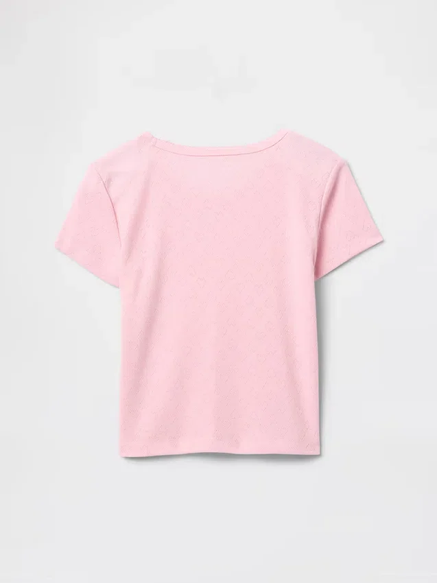 Återvunnen pyjamas-T-shirt med pointellemönster för barn