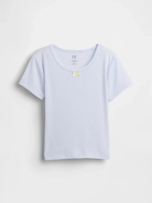 Återvunnen pyjamas-T-shirt med pointellemönster för barn