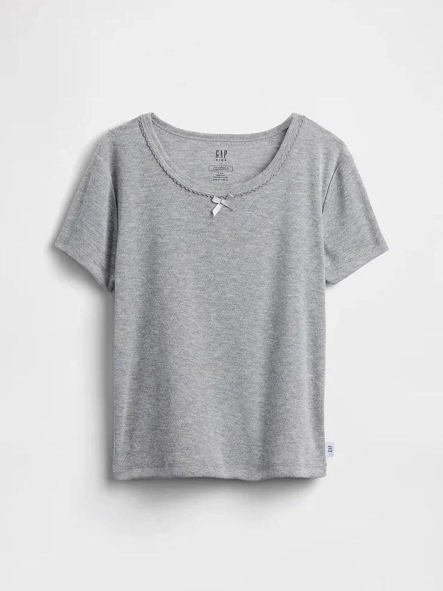 Återvunnen pyjamas-T-shirt med pointellemönster för barn