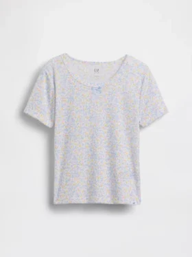 Återvunnen pyjamas-T-shirt med pointellemönster för barn