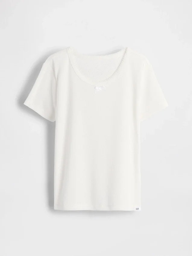 Återvunnen pyjamas-T-shirt med pointellemönster för barn