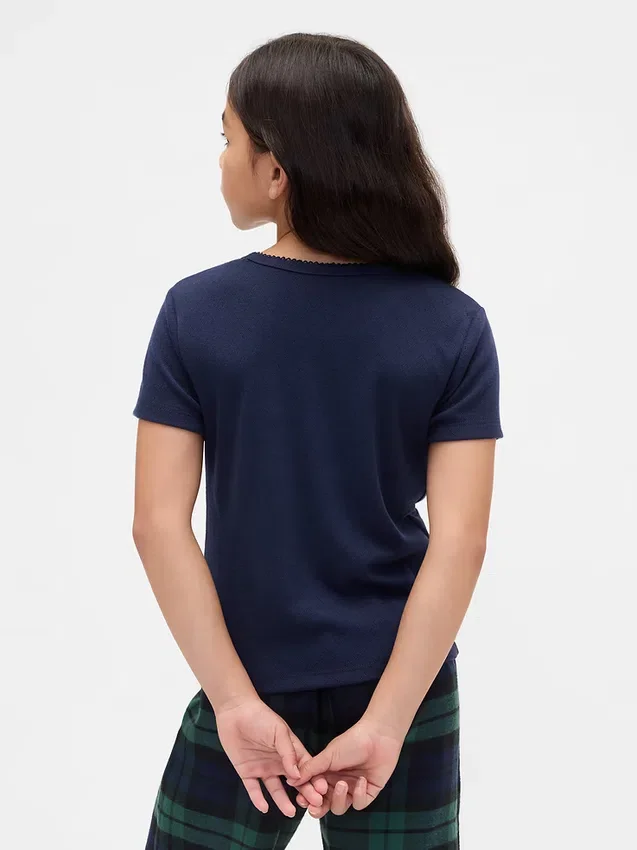 Återvunnen pyjamas-T-shirt med pointellemönster för barn