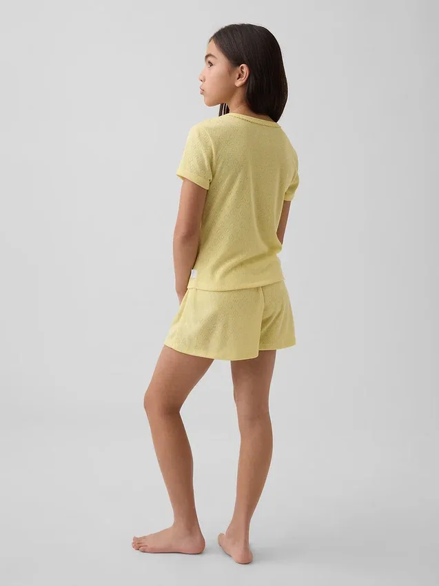 Återvunnen pyjamas-T-shirt med pointellemönster för barn