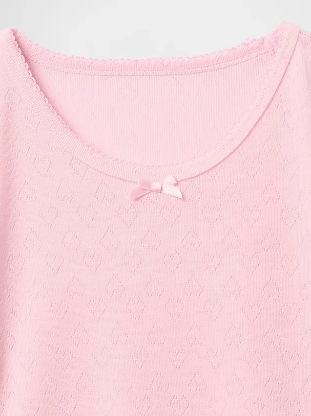 Återvunnen pyjamas-T-shirt med pointellemönster för barn