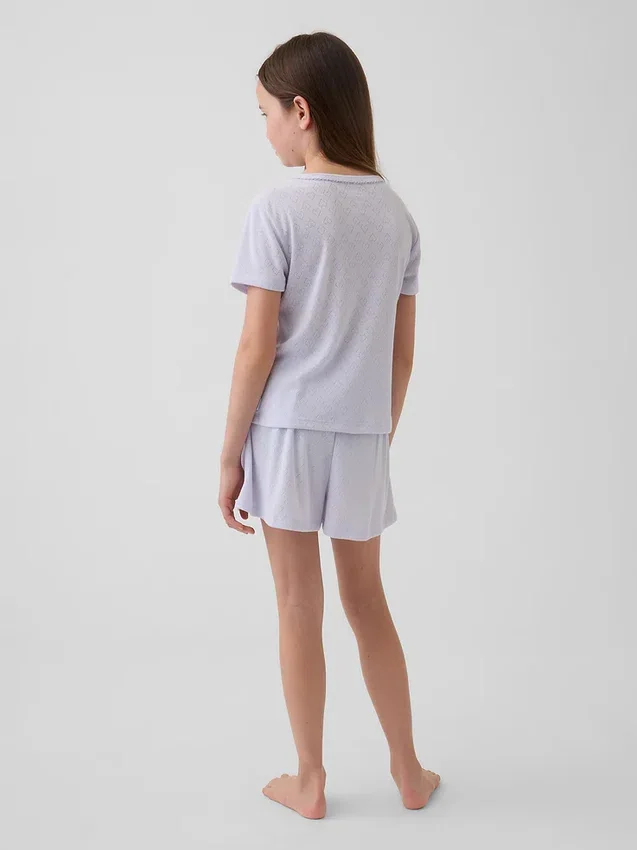 Återvunnen pyjamas-T-shirt med pointellemönster för barn