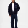 Återvunnen Sherpa-jacka med överdimensionerad logotyp och dragkedja