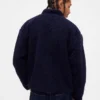 Återvunnen Sherpa-jacka med överdimensionerad logotyp och dragkedja