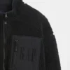 Återvunnen Sherpa-jacka med överdimensionerad logotyp och dragkedja