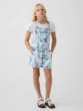 Tie-dye-jeansshorts för barn i avslappnad passform