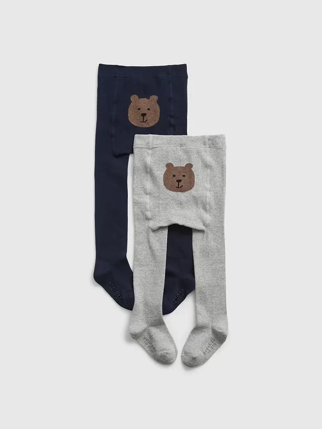 Tights med björnmotiv för småbarn (2-pack)