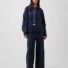 Tjock fransk frotté-skjorta i oversized-modell med knappar fram