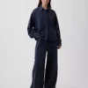 Tjock fransk frotté-skjorta i oversized-modell med knappar fram