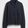 Tjock fransk frotté-skjorta i oversized-modell med knappar fram