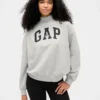 Tjock French Terry-tröja i oversized-modell med hög hals och logotyp