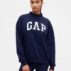 Tjock French Terry-tröja i oversized-modell med hög hals och logotyp