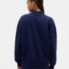 Tjock French Terry-tröja i oversized-modell med hög hals och logotyp