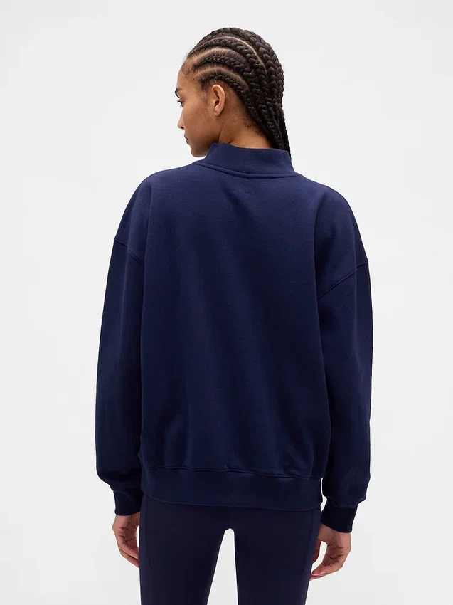 Tjock French Terry-tröja i oversized-modell med hög hals och logotyp