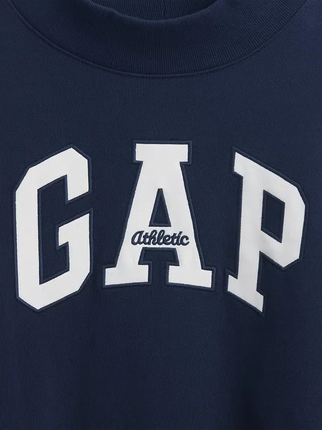 Tjock French Terry-tröja i oversized-modell med hög hals och logotyp