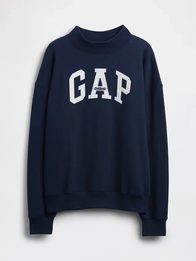 Tjock French Terry-tröja i oversized-modell med hög hals och logotyp