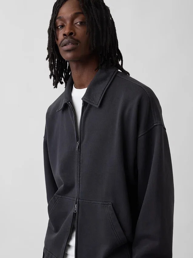 Tjock, oversized jacka med dragkedja för vuxna