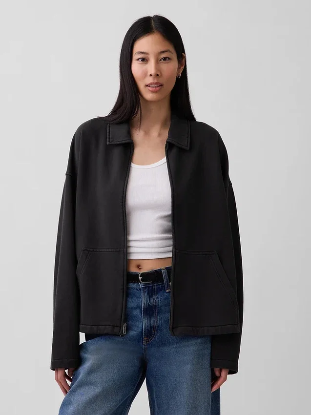 Tjock, oversized jacka med dragkedja för vuxna