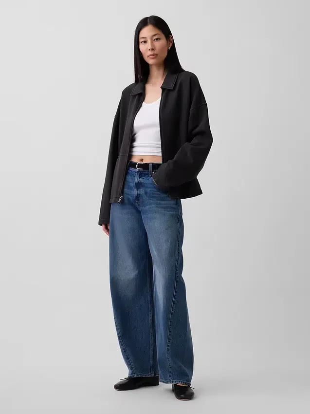 Tjock, oversized jacka med dragkedja för vuxna