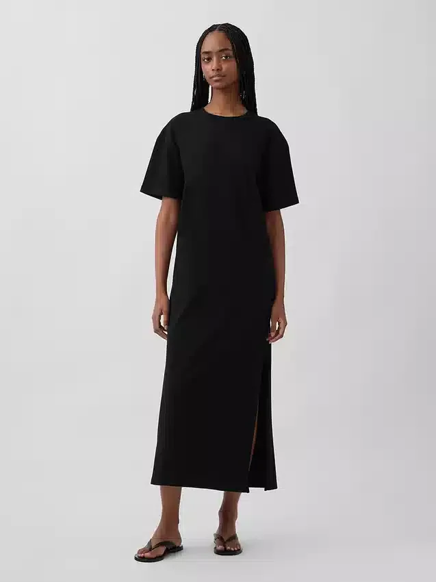 Tjock, oversized maxiklänning i T-shirt-stil