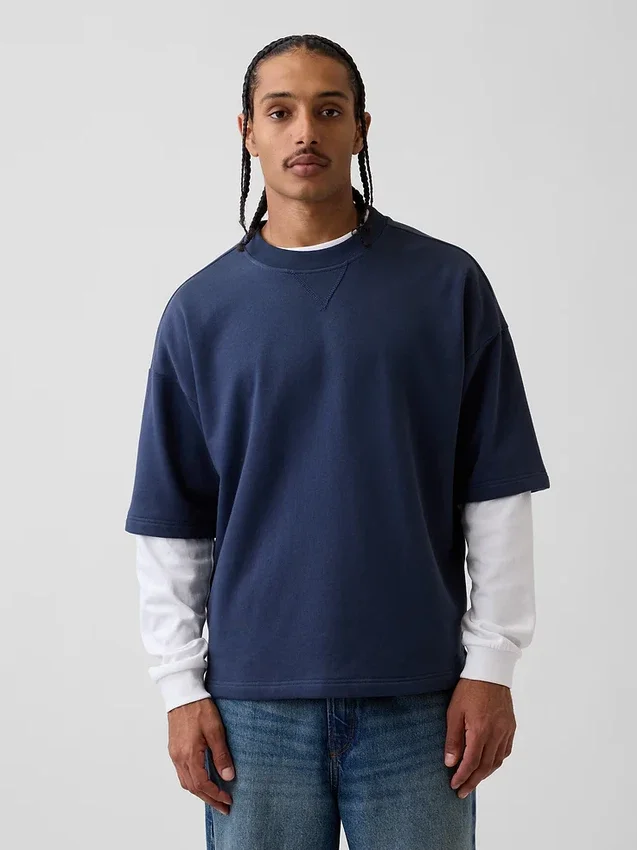 Tjock oversized-tröja i fransk frotté