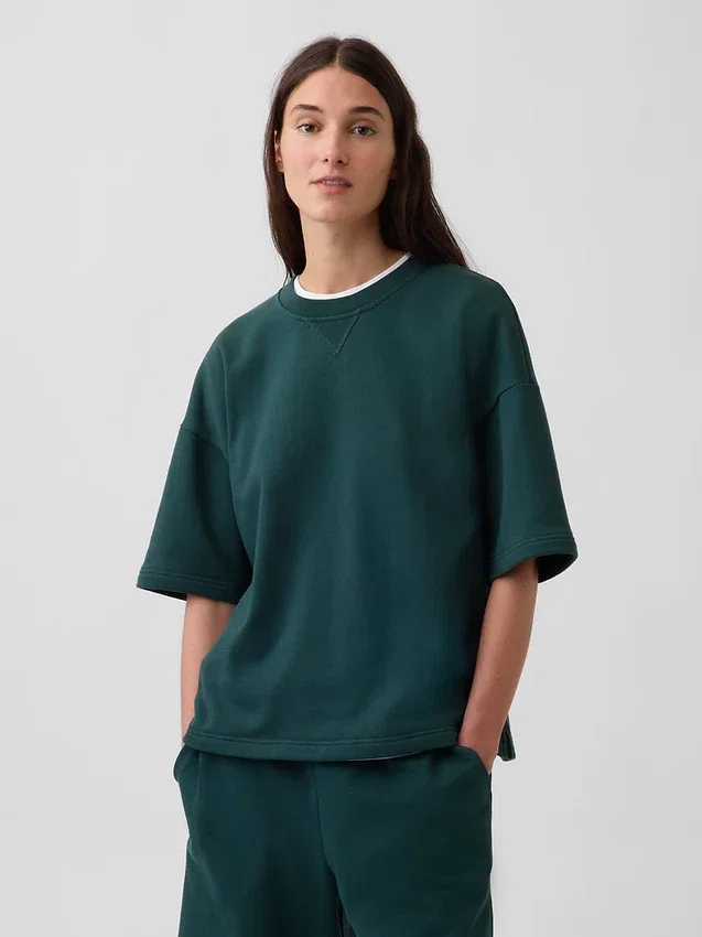 Tjock oversized-tröja i fransk frotté